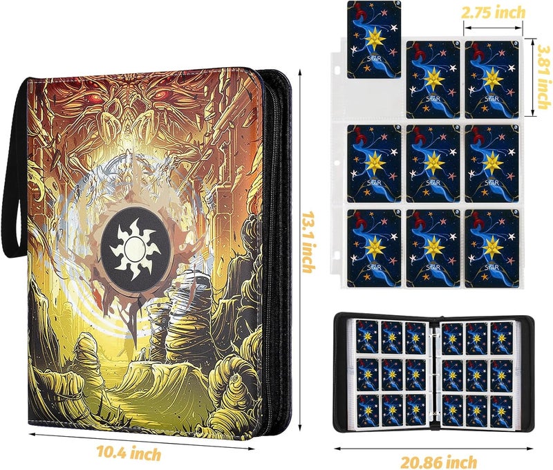 GERMUN Trading Card Binder for MTG Cards, Premium 9 Pocket Card Binder, 720 Double Sided Pocket Collector Card Album for Standard Cards,Card Collection Folder for YGO/PTCG/Game Cards (Yellow Print) - Image 4